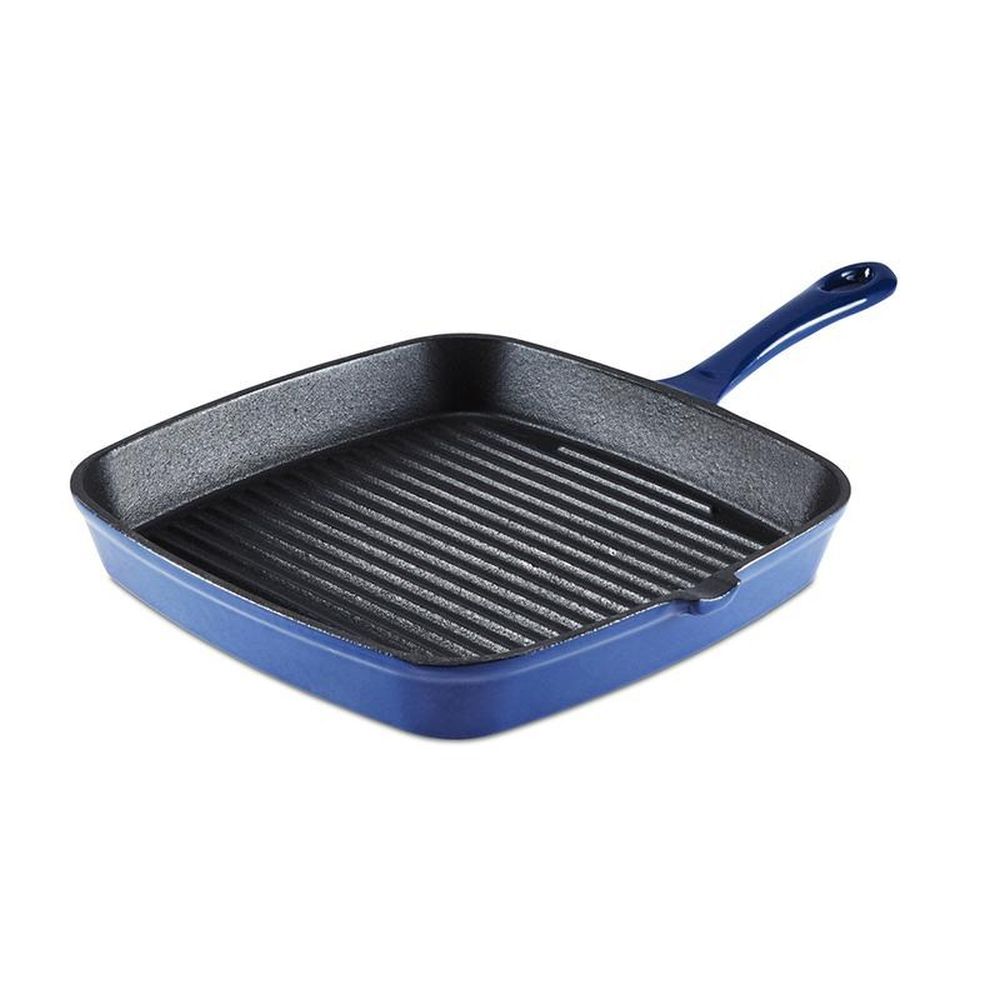 Tower Foundry 23cm Blue Cast Iron Grill Pan