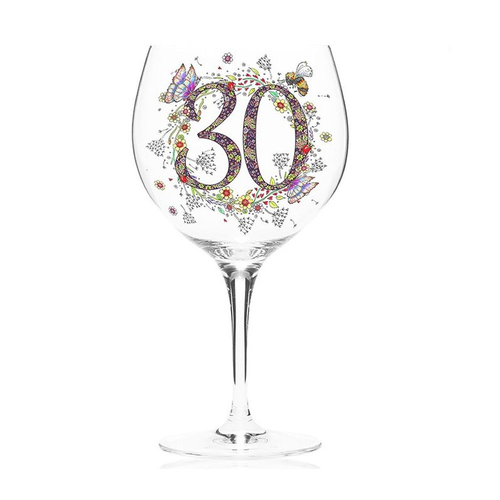 Joe Davies Doodleicious Wine Glass 30th