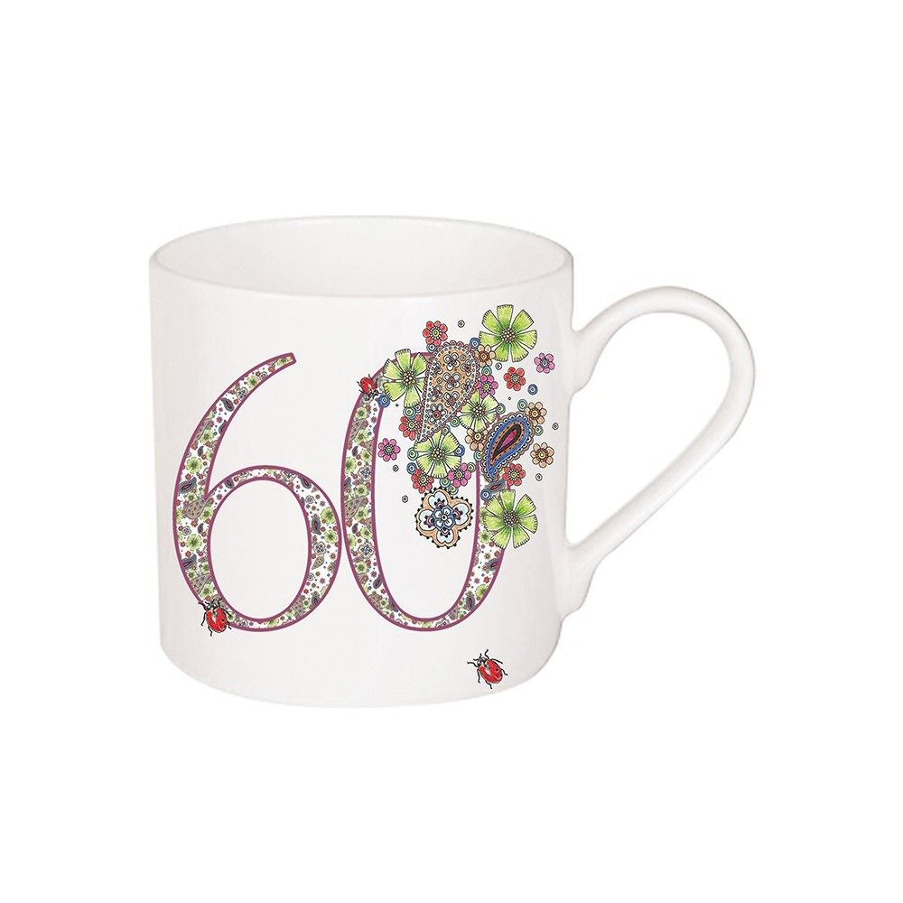 Doodleicious 60th Floral  Birthday Mug