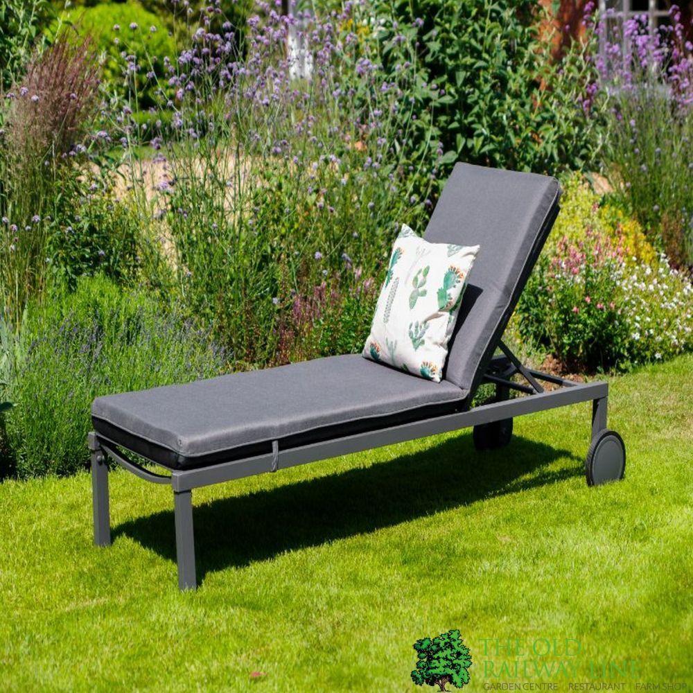 LG Outdoor Milano Grey Aluminium Sunlounger & Cushion