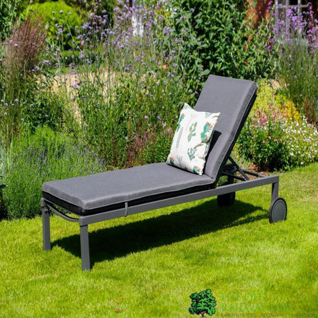 LG Outdoor Milano Grey Aluminium Sunlounger & Cushion
