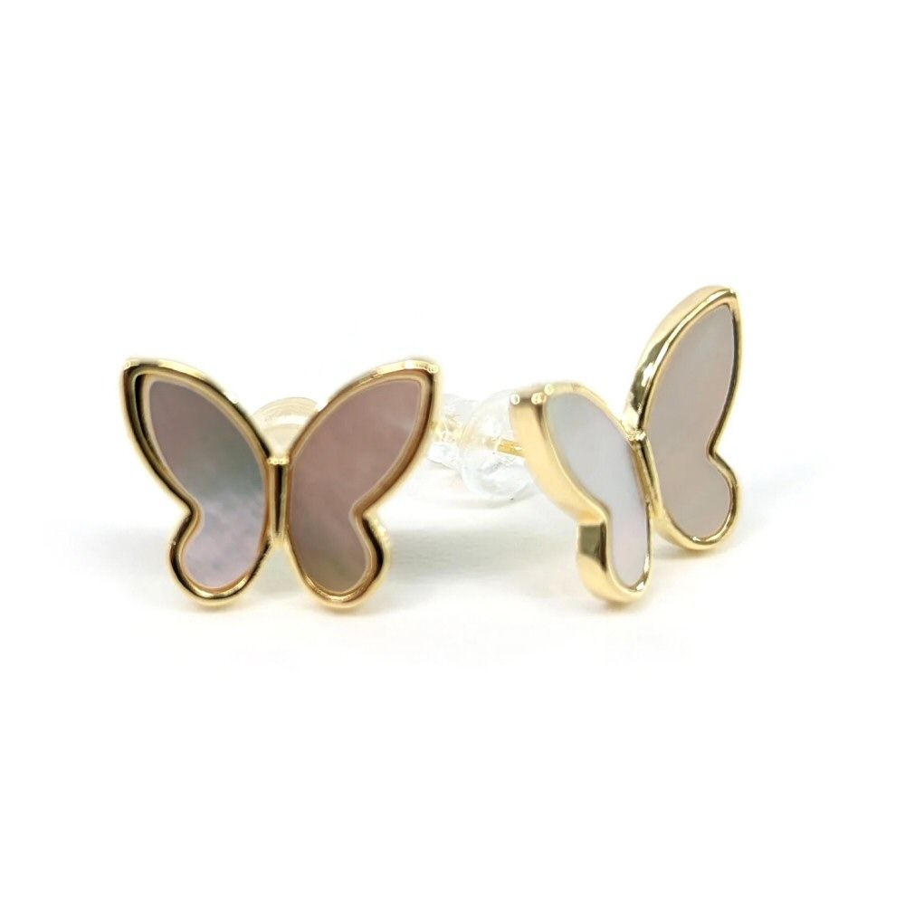 Black Ginger Shimmer Butterfly Stud Earrings