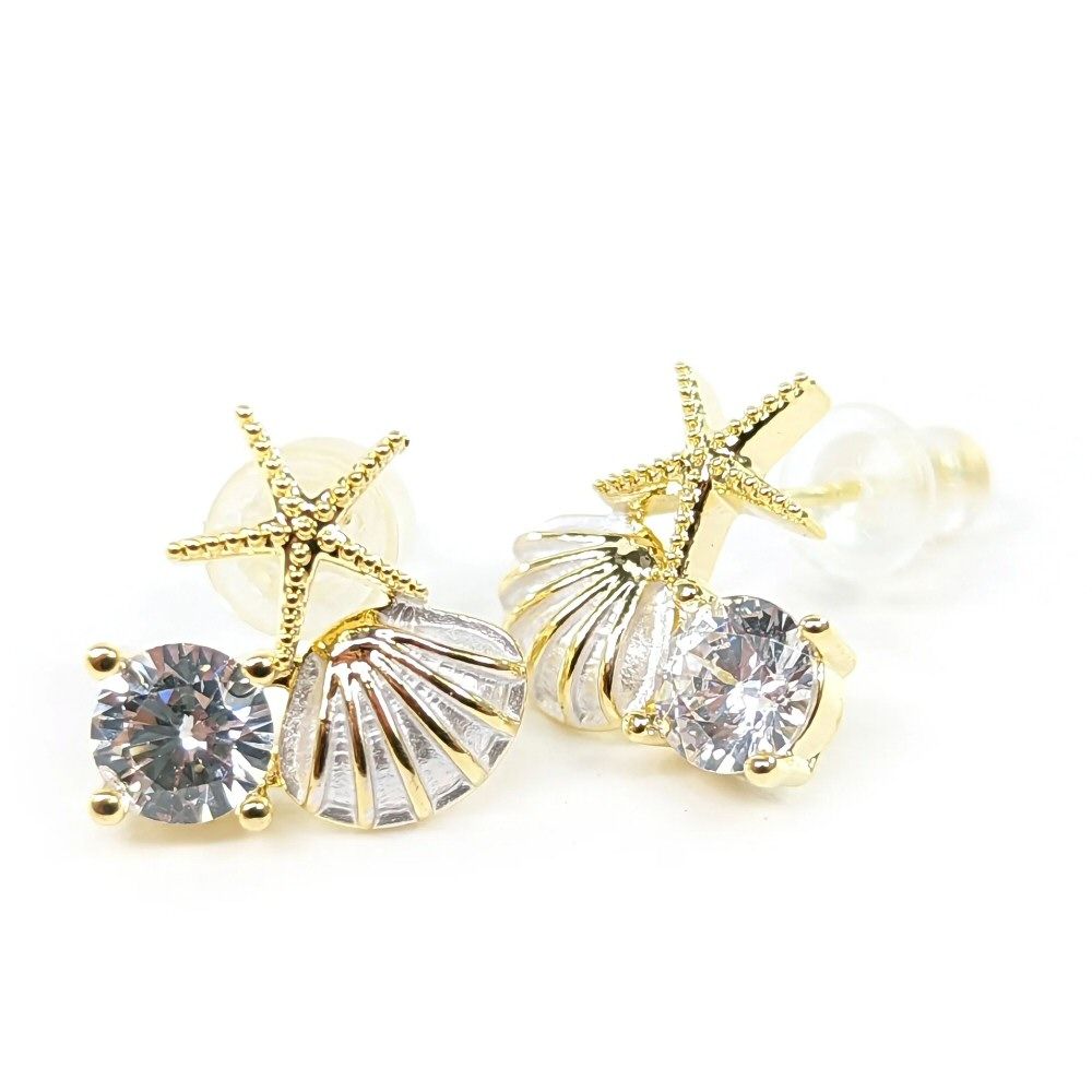 Black Ginger Diamante Shell Cluster Earrings