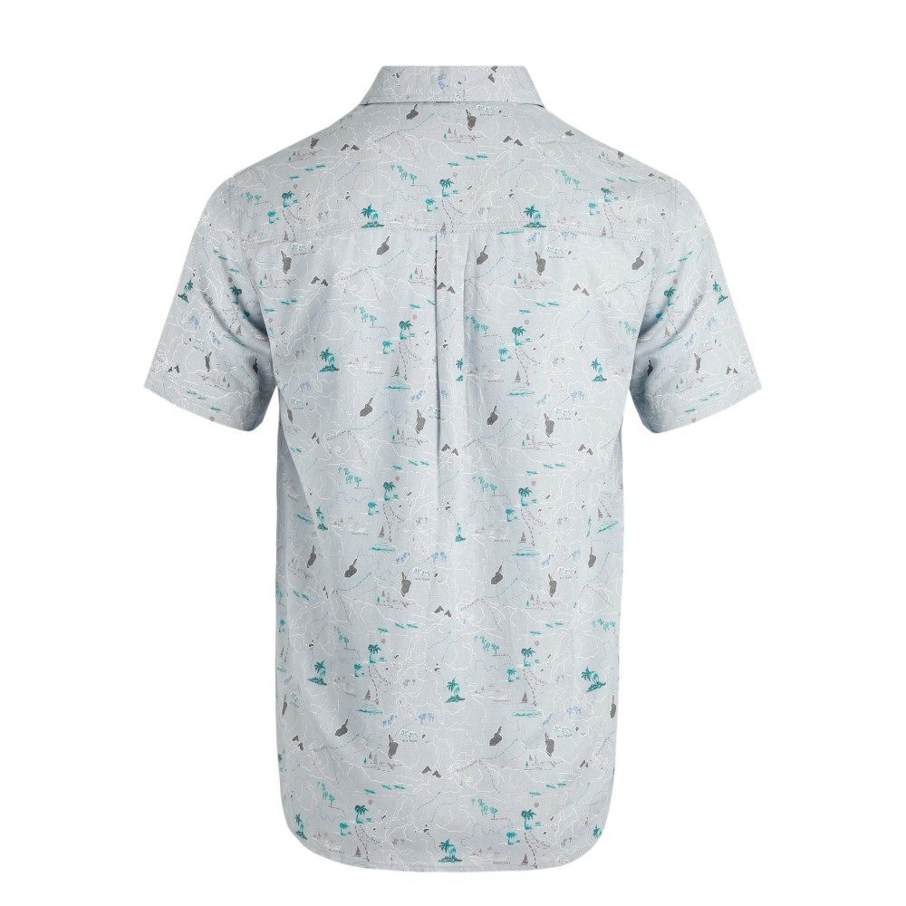 Weird Fish Pale Denim Tribena Short Sleeve Linen Shirt Old Railway