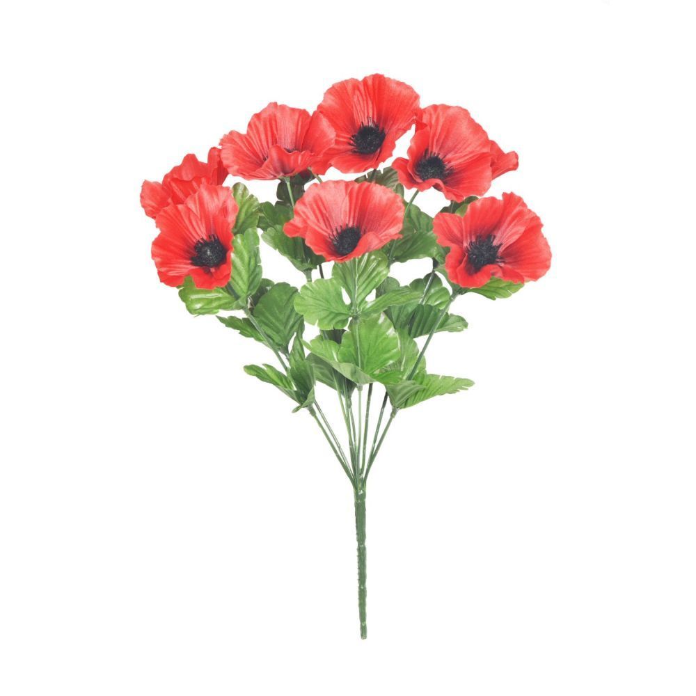 Sincere Floral 43cm Artificial Red Poppy Bouquet