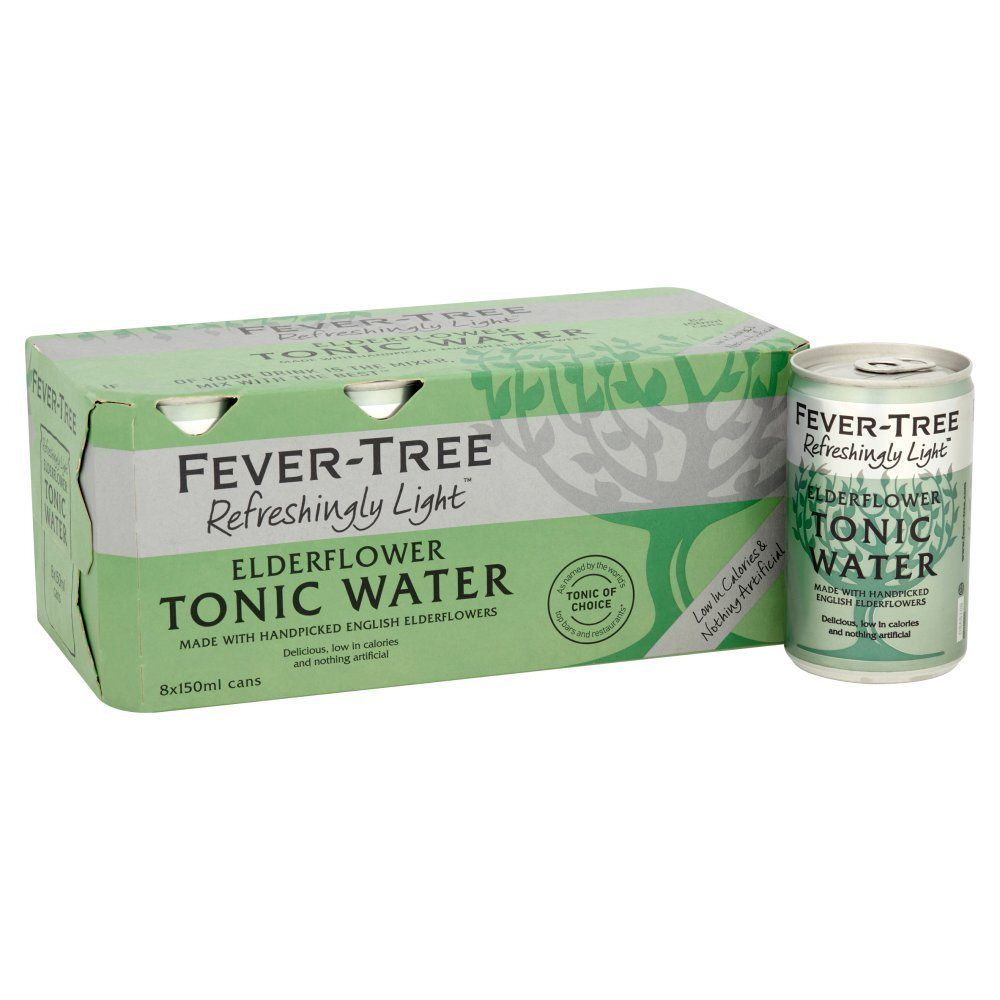 Fever-Tree 8 x 150ml Refreshingly Light Elderflower Tonic Water Cans