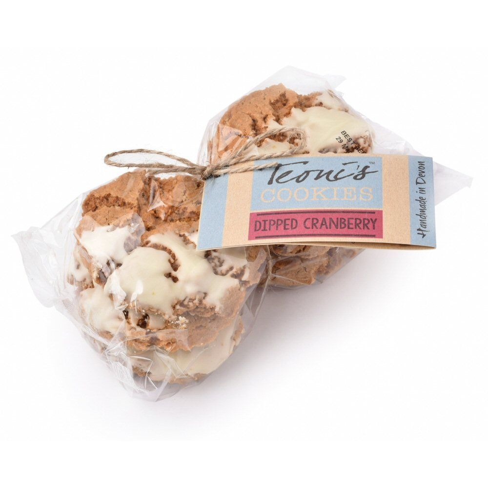 Teoni's 300g White Choc Dipped Cranberry Oat Crunch Cookies