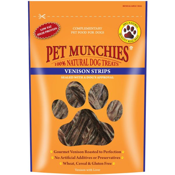 Pet Munchies 75g Venison Strips Dog Treats