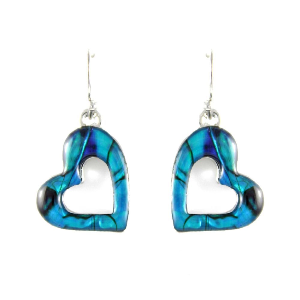 Lila Jewellery 18mm Paua Shell Heart Earrings