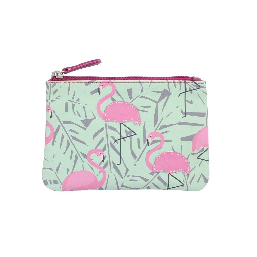 Mala Leather Pinky Flamingos Coin Purse