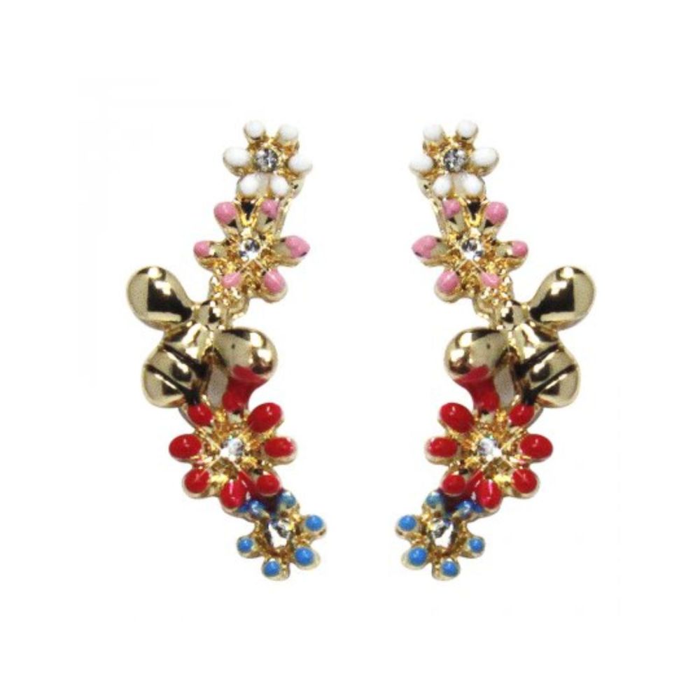Lila Jewellery 22mm Bee & Flowers Drop Earrings