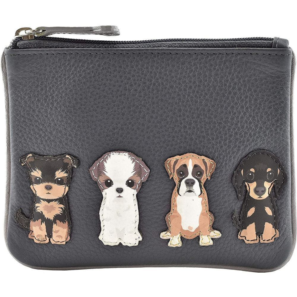 Mala Leather Grey Best Friends Sitting Dogs Coin Purse