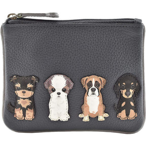 Mala Leather Grey Best Friends Sitting Dogs Coin Purse