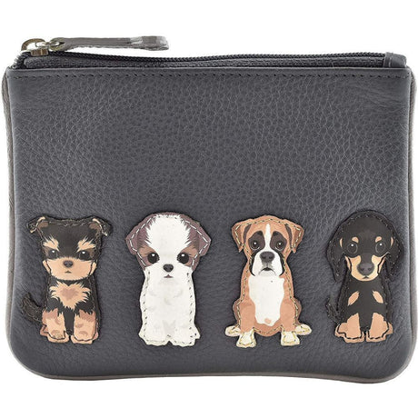 Mala Leather Grey Best Friends Sitting Dogs Coin Purse