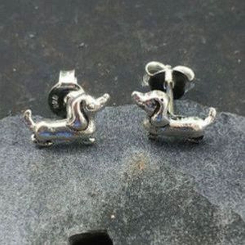 Blue Lily 9mm Dachshund Stud Earrings