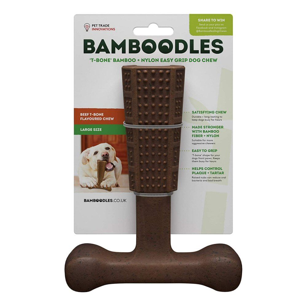 Bamboodles Small T-Bone Bamboo & Nylon Beef Flavour Dog Chew
