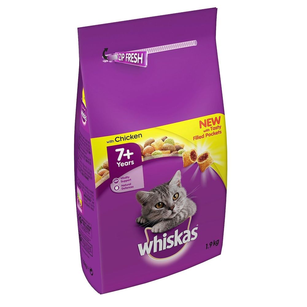 Whiskas 1.9kg Chicken 7+ Senior Adult Cat Dry Food