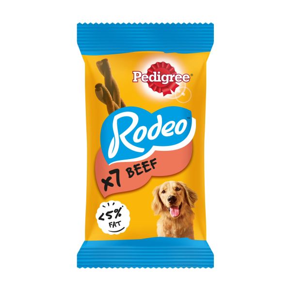 Pedigree Rodeo 123g Dog Treats with 7 Beef Sticks