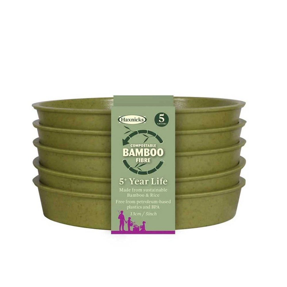 Haxnicks 13cm (5") Green Bamboo Saucers (Pack of 5)