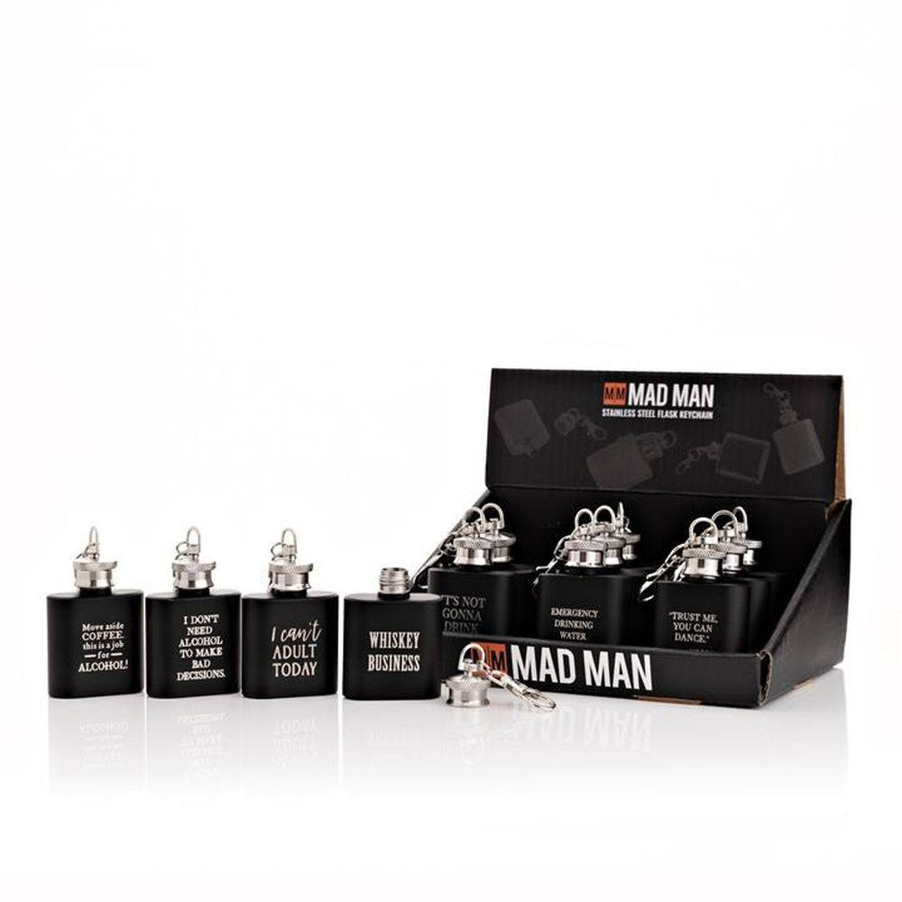 Harvey Makin Mad Man Black Hipster Mini Flask (Assoted Designs)