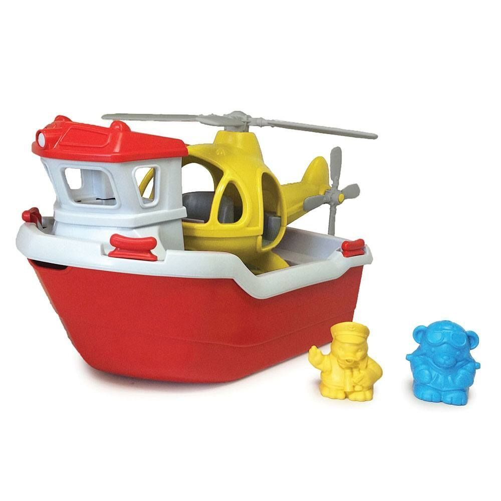 Green Toys Rescue Boat with Helicopter