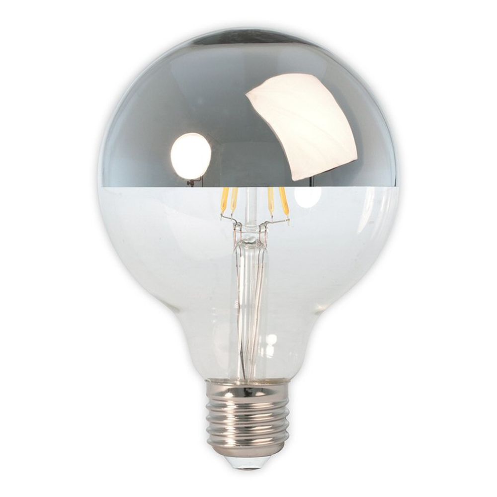 Calex E27 Silver Top  LED Glass Filament Globe Bulb