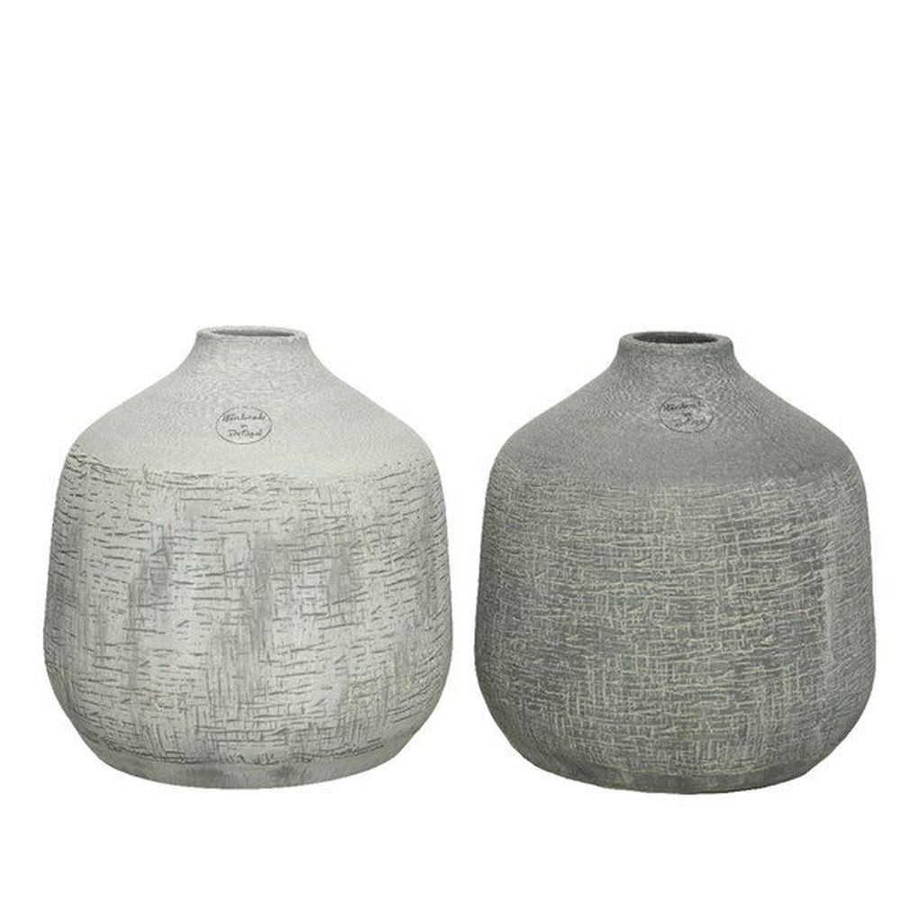 Kaemingk 20cm Stone Grey Terracotta Structured Vase (Choice of 2)