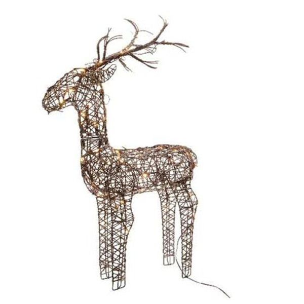 Lumineo 60cm Warm White LED Wicker Deer Outdoor Decoration