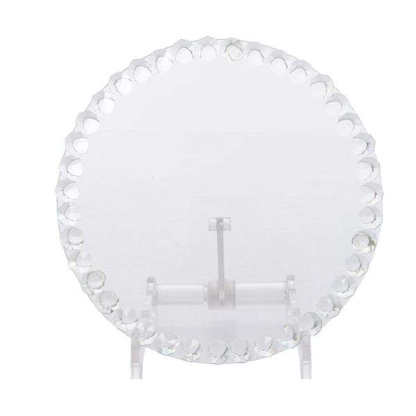Decoris Large Round Glass Plate with Diamonds