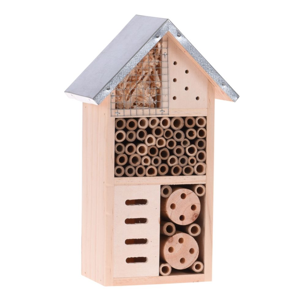 Koopman 26cm Wooden Insect Hotel With Metal Roof