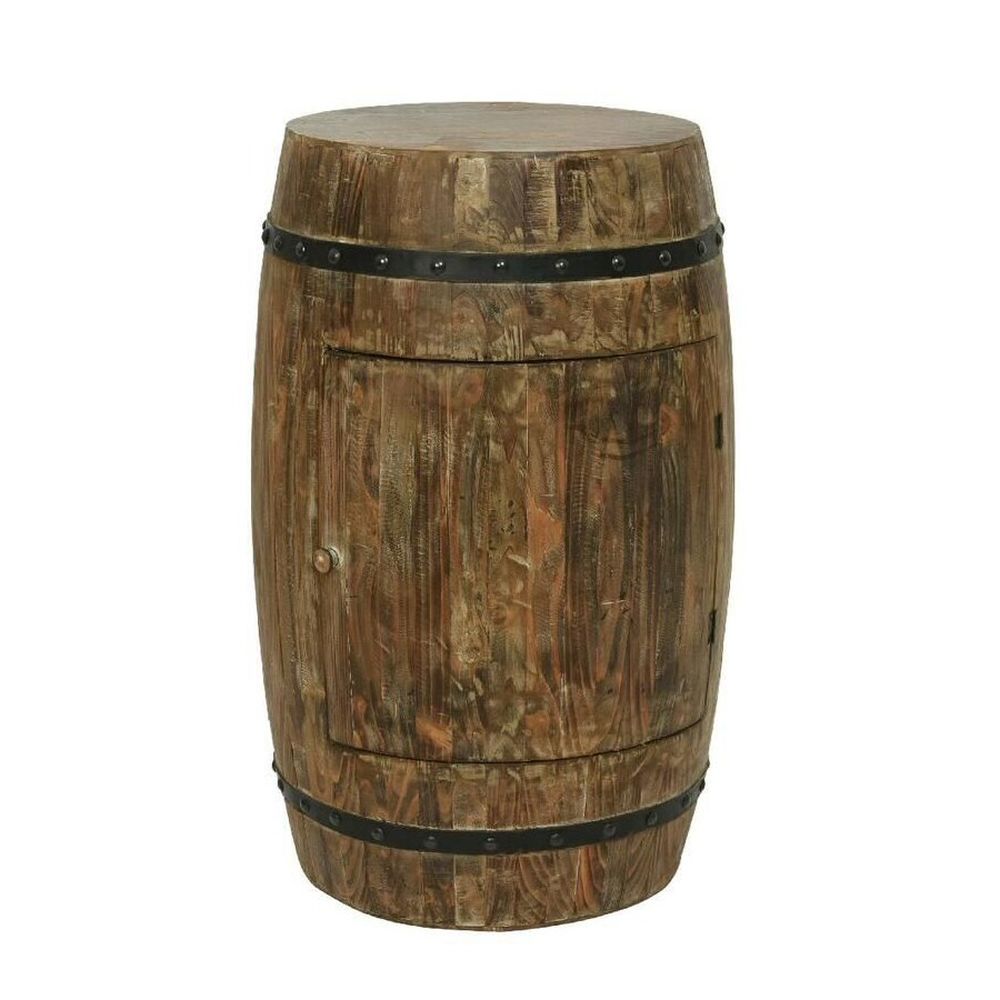 Decoris 85cm Firwood Wine Cabinet Barrel