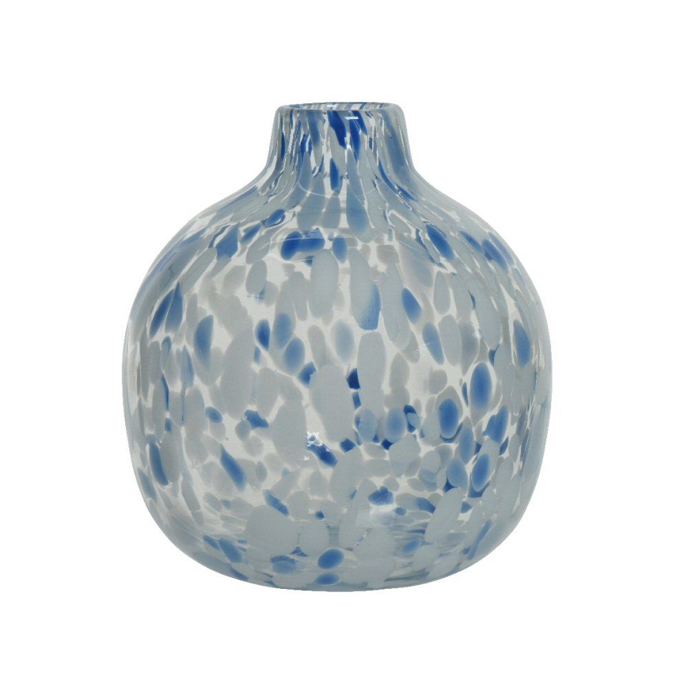 Kaemingk 22cm Blue Pattern Glass Powder Vase