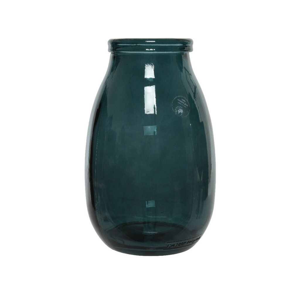 Decoris 28cm Dark Green Shiny Glass Vase