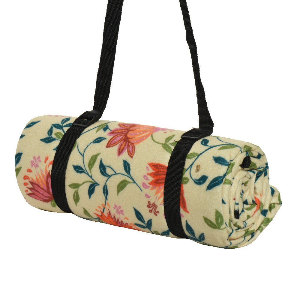 Decoris 170cm Fleece Floral Picnic Blanket (Choice of 2)