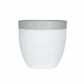 APTA 32cm Granito Two Tone Planter (White with Grey Rim Only) - Old Railway Line Garden Centre