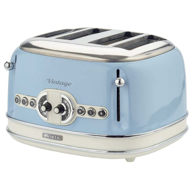 Ariete 32cm 4 Slice Blue Vintage Toaster - Old Railway Line Garden Centre