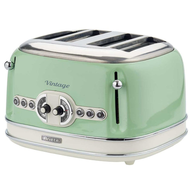 Ariete 32cm 4 Slice Green Vintage Toaster - Old Railway Line Garden Centre