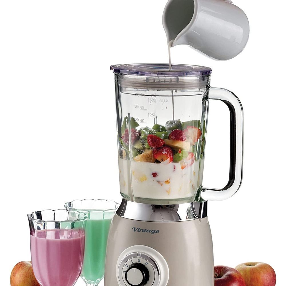 Ariete Vintage Beige 1.5 Litre 1000W Blender with Glass Cup - Old Railway Line Garden Centre