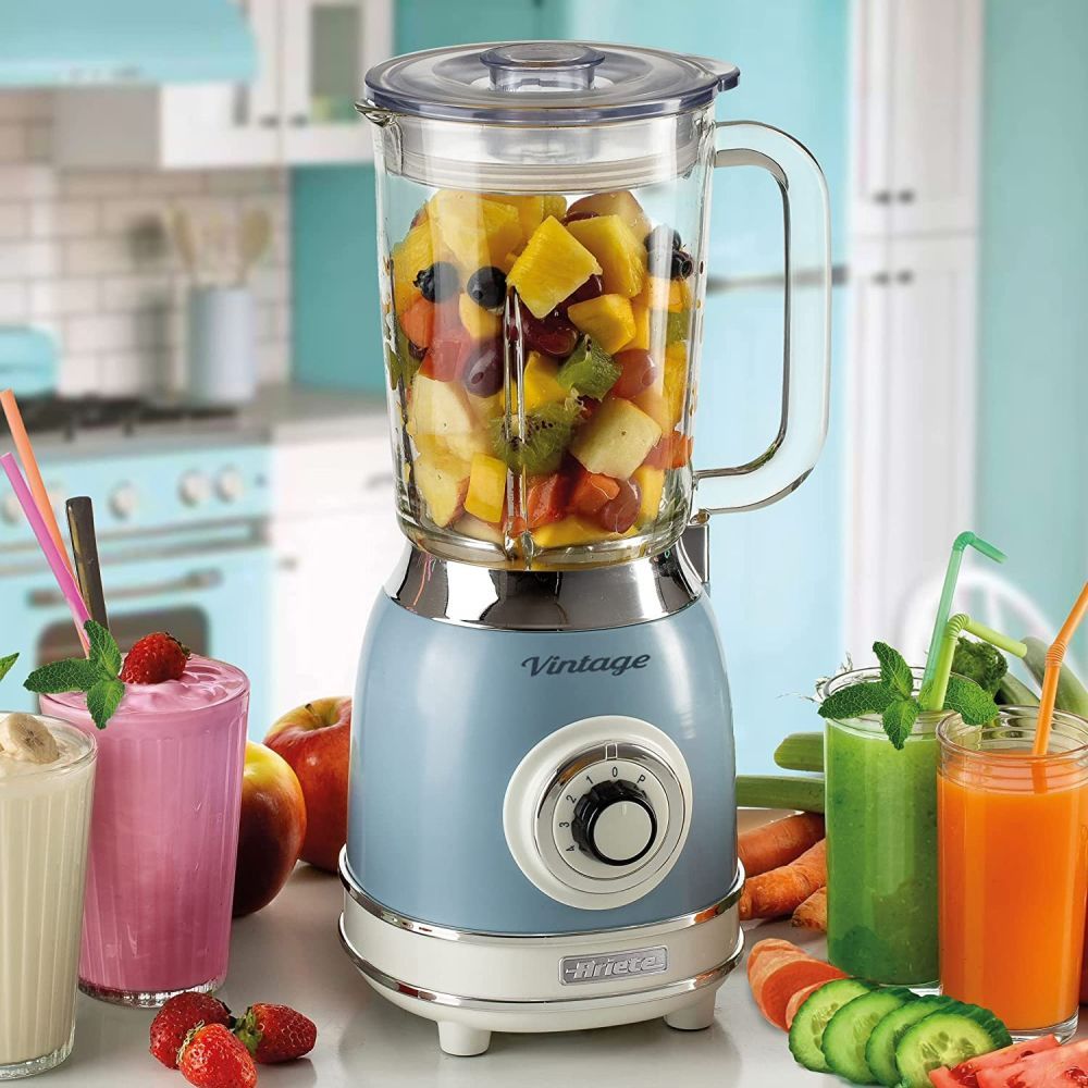 Ariete Vintage Blue 1.5 Litre 1000W Blender with Glass Cup - Old Railway Line Garden Centre