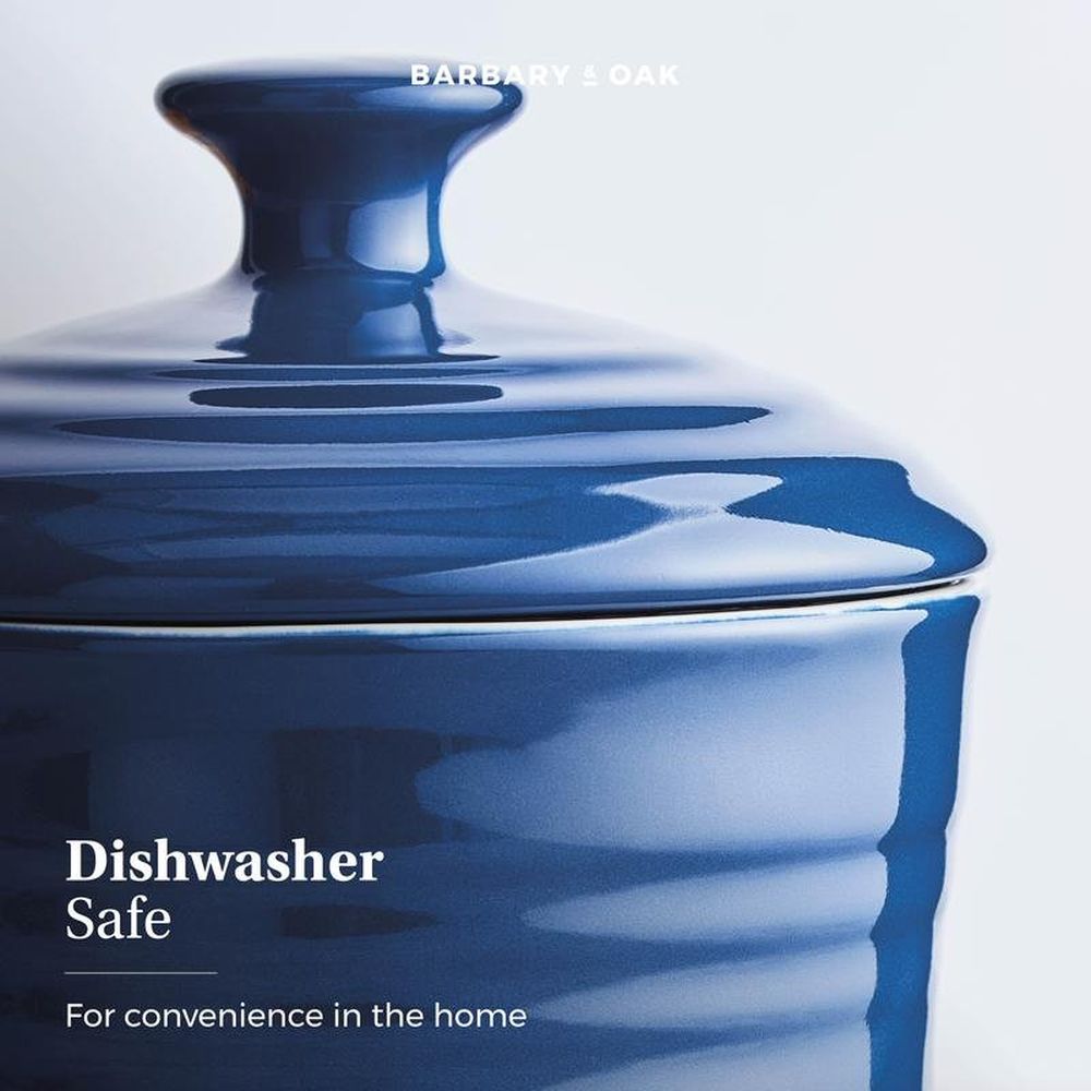 Barbary & Oak Foundry 17cm Limoges Blue Ceramic Storage Jar - Old Railway Line Garden Centre