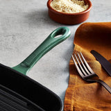 Barbary & Oak Foundry 23cm Verdigris Green Cast Iron Grill Pan - Old Railway Line Garden Centre