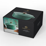 Barbary & Oak Foundry 29cm Oval Verdigris Green Cast Iron Casserole Dish - Old Railway Line Garden Centre