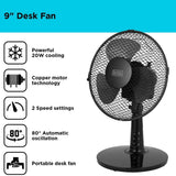 Black + Decker 9" Black 20W Desk Fan - Old Railway Line Garden Centre