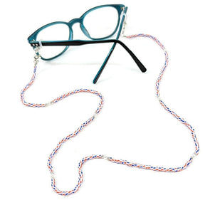 Black Ginger Blue & Red Seed Beaded Glasses Chain - Old Railway Line Garden Centre