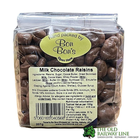 Bon Bon's 207g Milk Chocolate Raisins - Old Railway Line Garden Centre