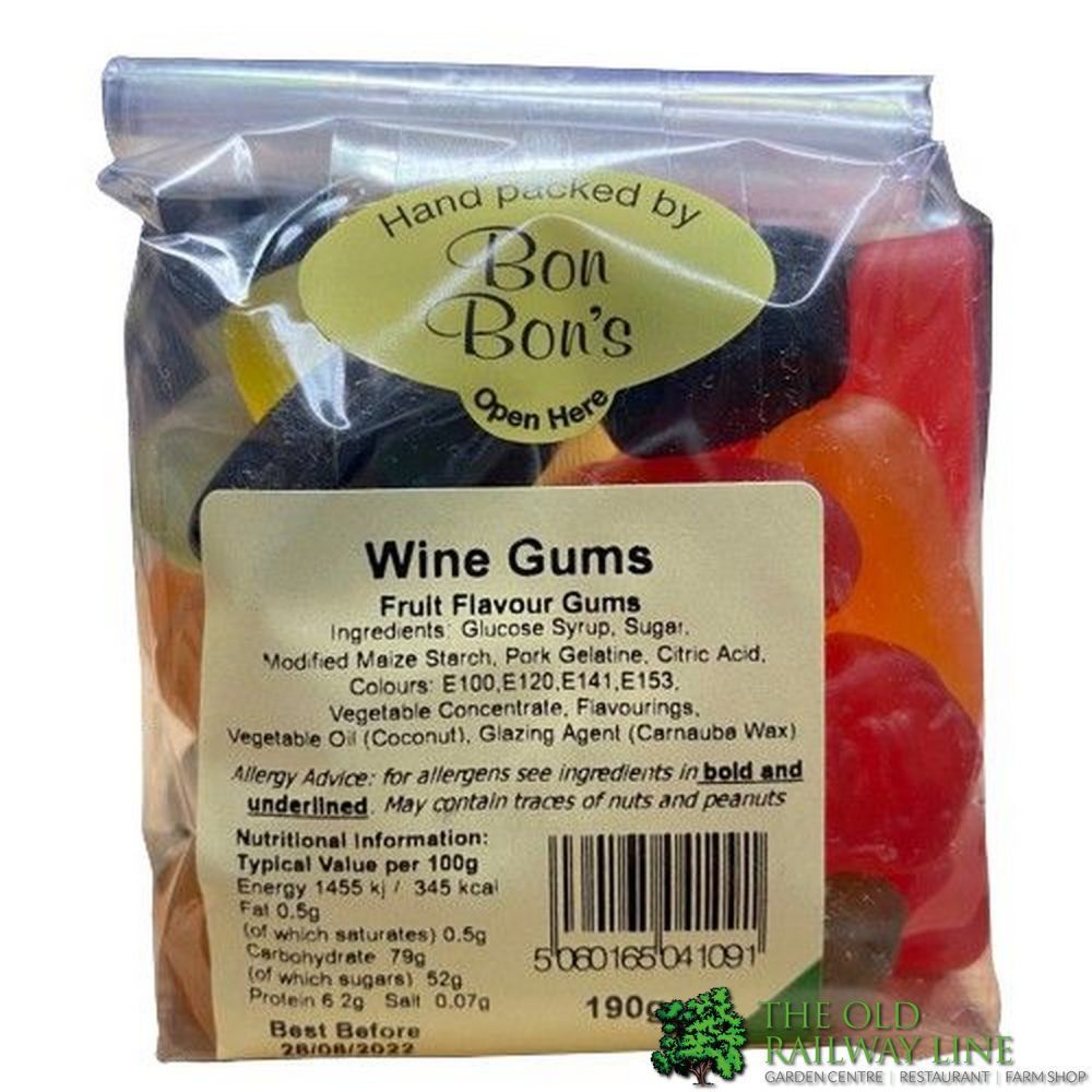 BonBons 190g Wine Gums - Old Railway Line Garden Centre