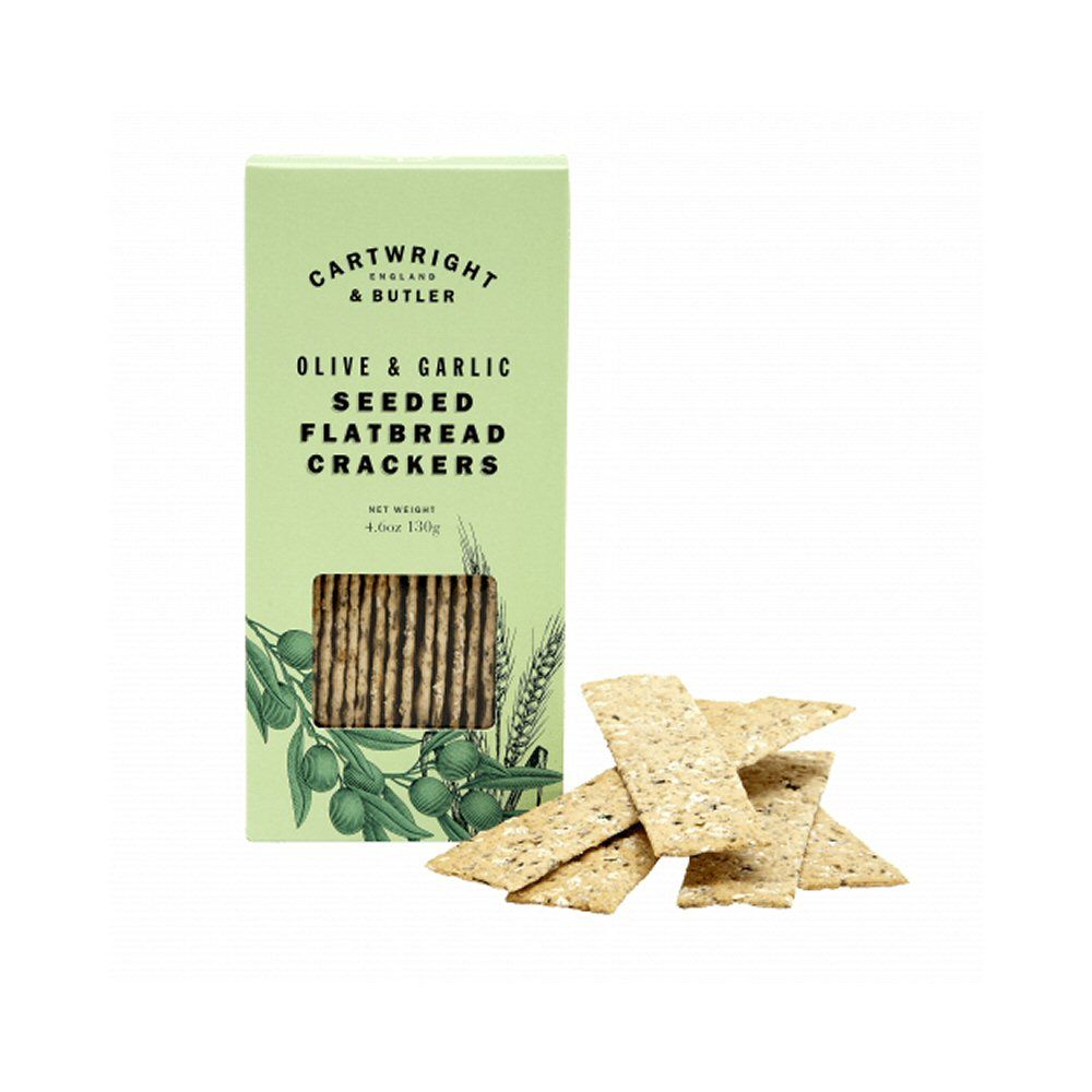 Cartwright & Butler 130g Olive & Garlic Flatbread Crackers - Old Railway Line Garden Centre