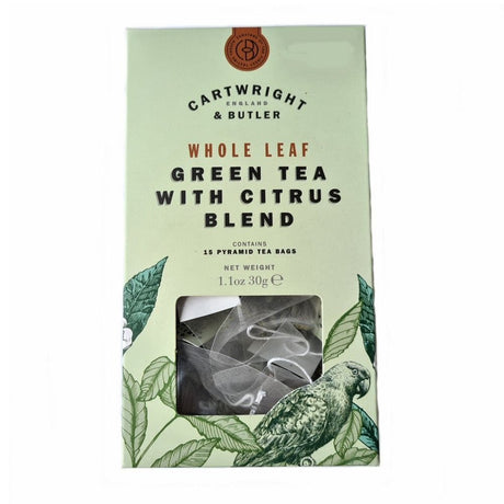 Cartwright & Butler 30g Whole Leaf Citrus Green Tea Bags - Old Railway Line Garden Centre
