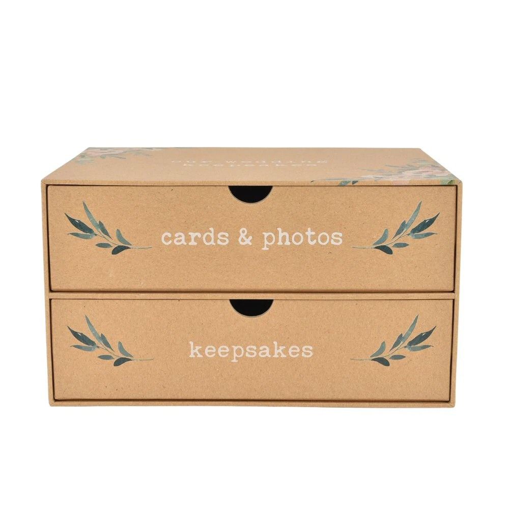 Celebrations Love Story 'Our Wedding Keepsakes' 2 Drawers Box - Old Railway Line Garden Centre