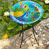 ChapelWood 50cm Glass Peacock Birdbath - Old Railway Line Garden Centre